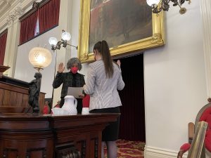 Rey Garofano being sworn in to Vermont House Seat